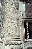 Angkor Wat temple, the fourth enclosure, the bas reliefs of the west gopura, superbly preserved devatas, either individually or in groups of two or three, amongst the finest in the monument.